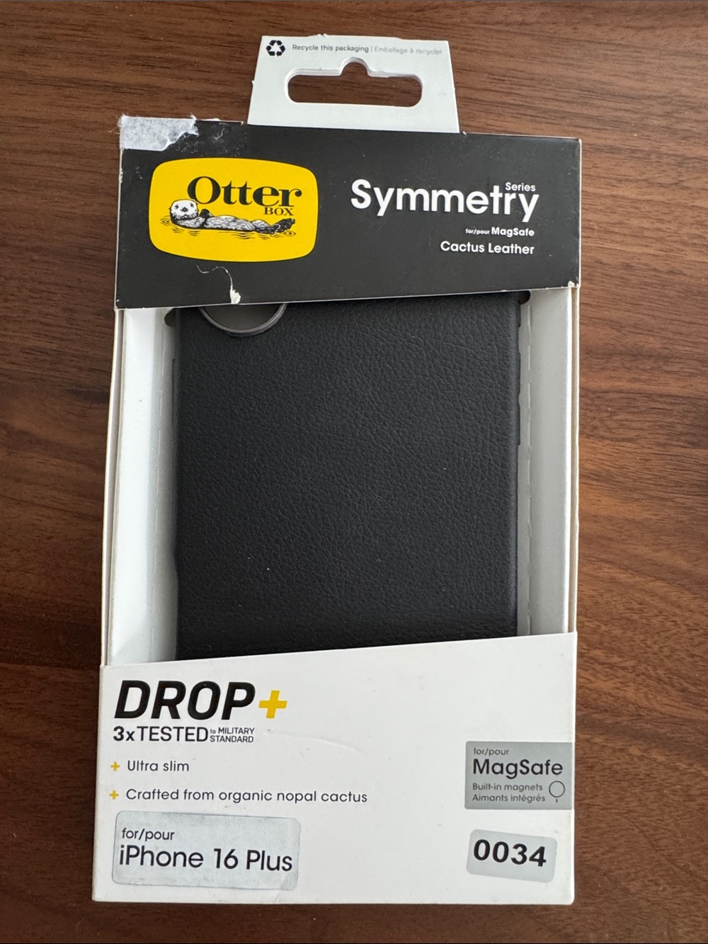 OtterBox Symmetry Drop+ Black Cactus Leather Case for iPhone 16 Plus